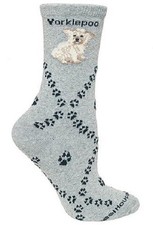 Adult Socks YORKIEPOO Dog Breed Gray size Womens Medium USA Made picture