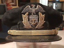 WWII Era US Merchant Marine Officer's Blue Visor Uniform Cap w/Bullion Eagle picture