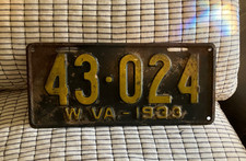 ORIGINAL VINTAGE USA LICENSE PLATE 1933 WEST VIRGINIA PASSENGER # 43-024 picture