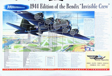 1944 Bendix Invisible Crew WWII Aircraft Diagram Aviation System Mag Print Ad picture