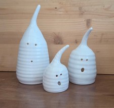 Mollie Jenkins Pottery Ceramic Ghost 3pc-Rare Handmade Halloween Luminaries,413 picture