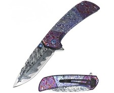 purple damascus pocketknife With Pocket Clip picture