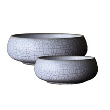 Lotus Bowl Planter 2 Pack, 7.5in & 6.5in, Shallow Vase Kiln Split picture