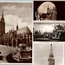 x4 LOT c1930s Budapest Hungary RPPC Postcard Matthias Church Fisherman's Bastion picture