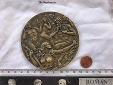 Huge Greek Roman Renaissance Medallion Bacchanalia Bacchus Festival Naked Girls picture