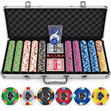 300 Piece Poker Chip Set Aluminum Case Cards Dice New picture