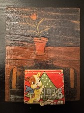 Antique 1938 Mini Calendar on hand drawn wooden base.  Very neat and unique picture