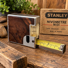 Vintage Stanley Nivometre N131 Tape Measure Bubble Level Made in France 3M 10FT picture
