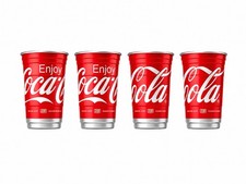 Coca-Cola Aluminum Cups 20 oz Set of 4 Reusable Party Cups USA Coke New picture