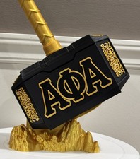 Alpha Phi Alpha ΑΦΑ Thor Hammer Black Greek Fraternity D9 Gifts Man Cave Desk picture