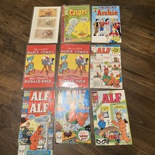 Vintage Comic Book & Postcard Lot - Marvel ALF Donald Duck, Casper, Archie picture