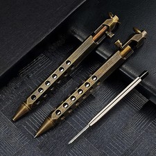 Self Defense Brass Bolt Action Tactical Pen Business Signature Ballpoint Pen picture