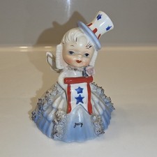 Vintage Napco July Angel Bell Figurine Patriotic Uncle Sam Hat  picture