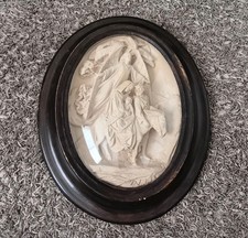 Antique 1858 Meerschaum Baby Jesus, Mary, Joseph On A Donkey Signed Frame/Plaque picture