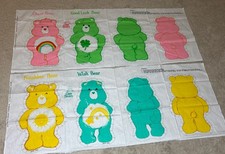 4 Vintage 1983 Care Bears Cut & Sew Fabric Panels Cheer Good Luck Wish Sunshine picture