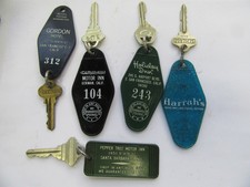 Vintage Hotel Motel Room Fobs & Keys from cities in California sold by each key picture