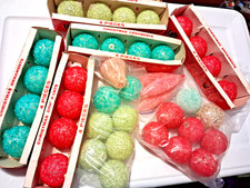 Vtg LOT 39 Jewel Brite Plastic multi color Sugar Coat Ball Icicle Xmas Ornament picture
