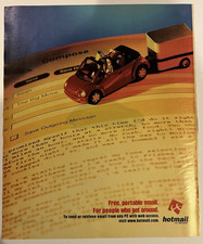 Vtg 1990s AD-Hotmail-Free, Portable Email for People Who Get Around-VW Beetle picture