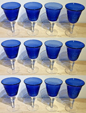 Lot of (12) COBALT Blue Wine Glasses | Large Volume | 8