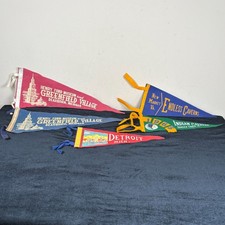 Vtg Travel Pennants Indian Caverns Henry Ford Museum Detroit Felt Flags Lot 5 picture