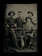 Amazing Cowboy & Soldier Antique Tintype Photo 1800s Rare Post Civil War Army picture