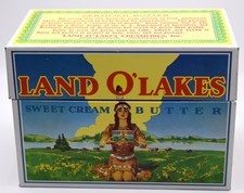 Vintage Land O' Lakes Sweet Cream Butter Metal Recipe Tin Box w/ Recipe Cards picture
