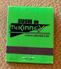 Vintage 1980s Sushi on McKinney Matchbook Dallas TX 4500 McKinney Japanese Cafe picture