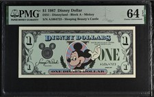 1987 $1 Disney Dollar Mickey PMG 64 EPQ DIS1 - First Edition picture