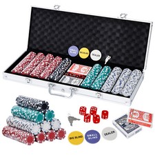 Poker Chip Set 500PCS 11.5 Gram Poker Chips Texas Blackjack Game w/Aluminum Case picture