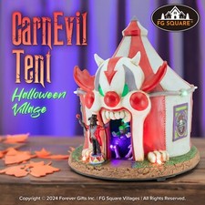 Carn-Evil Tent Carnival Clown Theme Spooky Halloween Village Decore 8x8x9