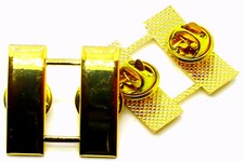 Capt Bars Polished Gold Plated Captain's Bars Uniform Insignia Pin Set US Made picture