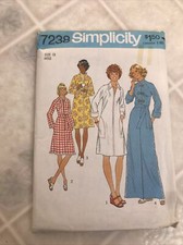 1975 Vintage SIMPLICITY 7238 Misses' Robes 2 Lengths Miss Size 12 picture