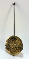 Antique Ornate Brass Round Clock Pendulum w Floral Design Adjustable￼ picture