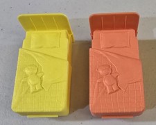 Vintage 1984 Fleer Bed Bugs Candy Container Lot of 2 Orange Yellow Toys Complete picture