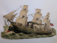 Amazing Victorian British Ship Embossed 1880s Die Cut, Large 11