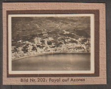 Germany 1932's  Fayal on Azores view from Zeppplin photographic Ciggarette card picture