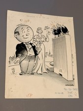 1956 Political Cartoon Drawing Sketch Joe Doakes Atoms Peace Eisenhower Vtg BC2 picture