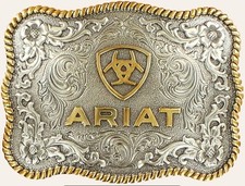 Ariat Silver & Gold Rope Edge Rectangle Belt Buckle picture