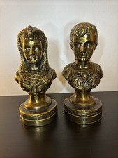 Vintage Ceasar & Cleopatra Bronze Bookends picture