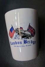 London Bridge Lake Havasu City AZ Vintage 1990's White Porcelain Shot Glass picture