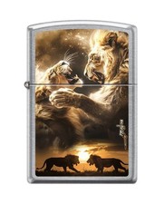Zippo 1391, Mazzi Lions Theme Lighter, Street Chrome Finish Lighter, NEW picture