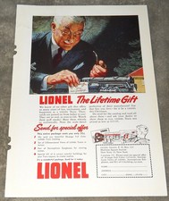 Vintage 1948 Lionel Trains Print Ad The Lifetime Gift Postwar Toy Train Art picture
