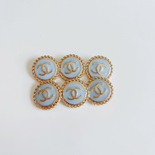STAMPED lot of 6 Designer Blue and Gold Button 21mm picture