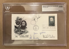 Michael Crichton John Grisham John Updike Peter Benchley Signed FDC Beckett BAS picture