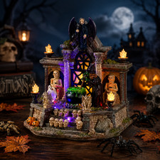9.75 in. H Lighted Resin Halloween Haunted House Village  picture