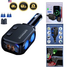 180W Cigarette Lighter Splitter with 20W PD, 2-Socket Cigarette Lighter Adapt... picture