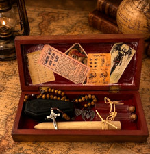 Vintage  Antique Style Vampire Hunting Kit NEW In S Sper Bijou Wooden Valet Box picture