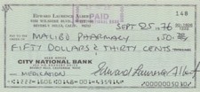 EDDIE ALBERT signed bank check picture