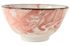 Mino ware Japanese Ceramics Large Rice Bowl Red Dragon made in Japan (40) picture