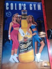 MILLER GENUINE DRAFT BEER POSTER  VINTAGE   GOLD GYM GIRLS 1980s 20x30 picture